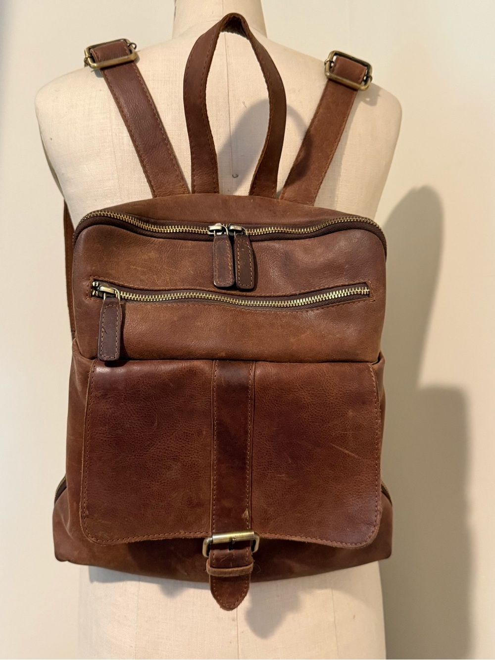 Brown Leather Backpack - handmade in UK